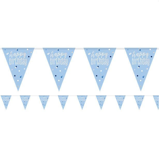 Blue 'Happy Birthday' Plastic Bunting - 2.75m