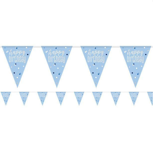 Blue 'Happy Birthday' Plastic Bunting - 2.75m