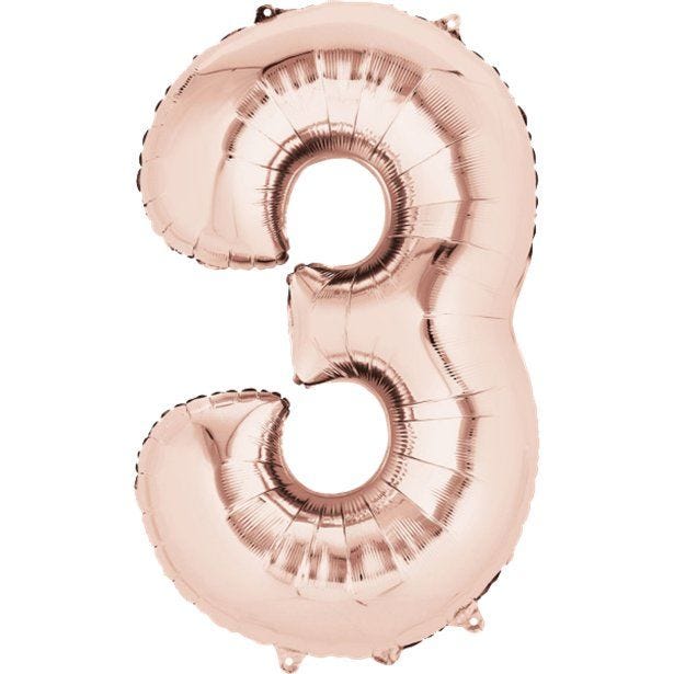 Number 3 Rose Gold Foil Balloon - 34"