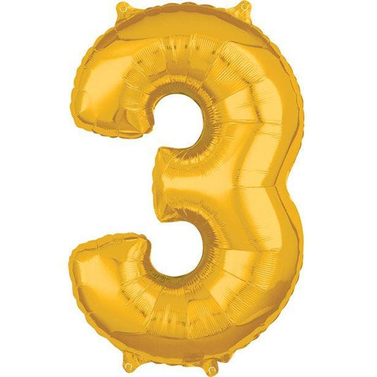 Gold Number 3 Balloon - 26" Foil