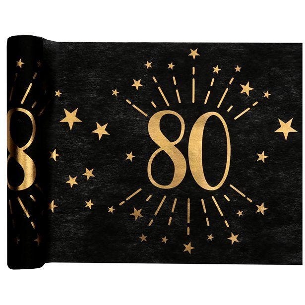 80th Black Metallic Fabric Table Runner - 5m