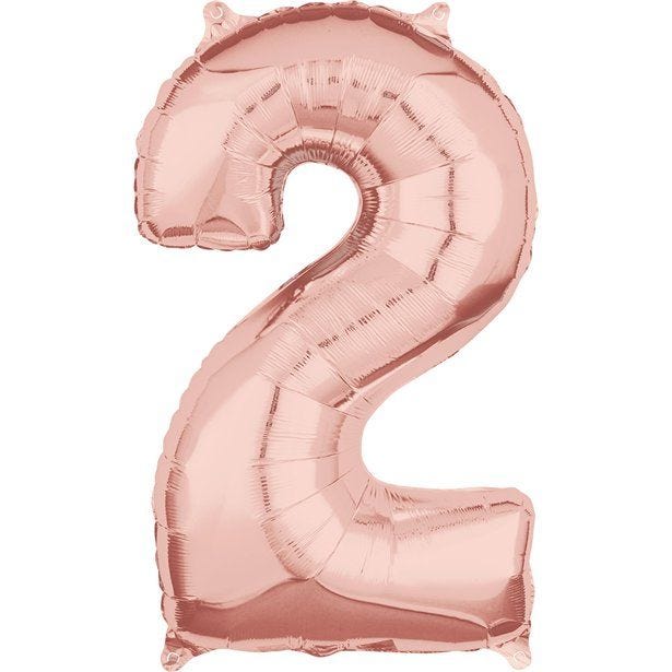 Rose Gold Number 2 Balloon - 26" Foil