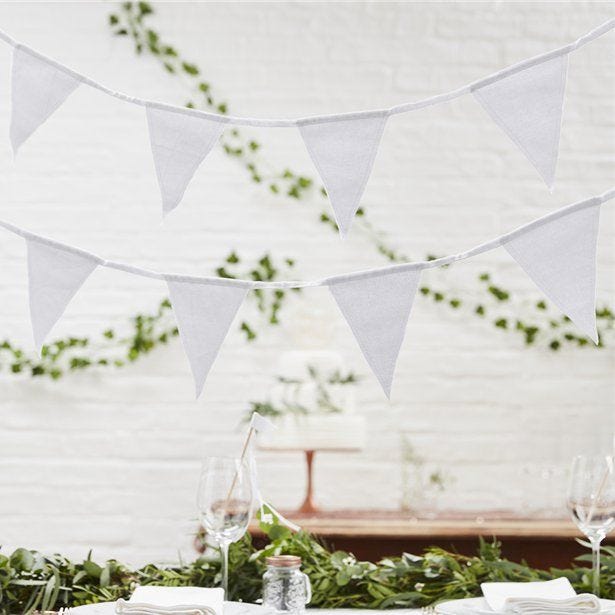 Beautiful Botanics White Fabric Bunting - 5m