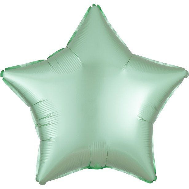 Mint Green Star Satin Luxe Balloon - 18'' Foil - unpackaged