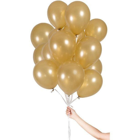 Gold Balloons with Ribbon - 9" Latex (30pk)