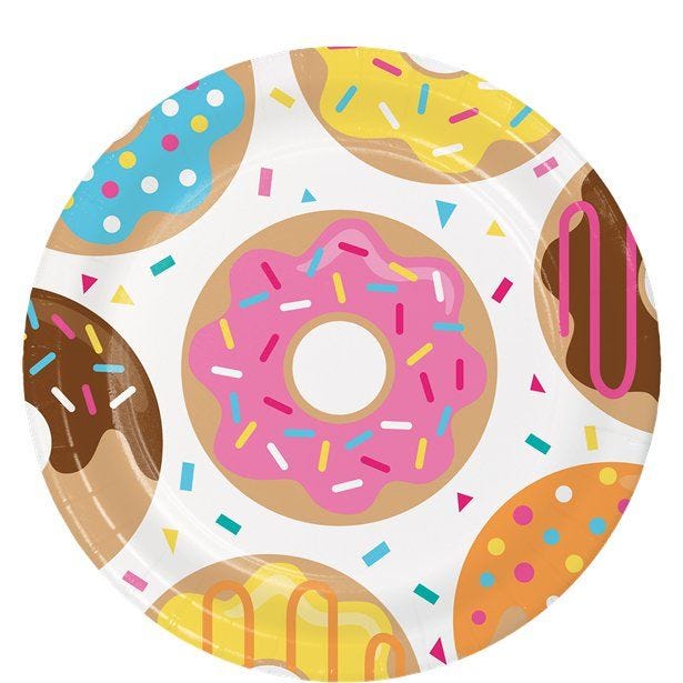 Doughnut Time Plates - 23cm Paper Party Plates (8pk)