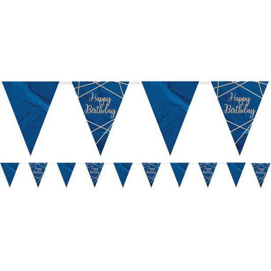 Navy & Gold Geode 'Happy Birthday' Paper Bunting - 3.7m