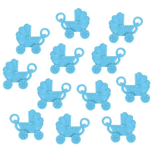 Baby Shower Favour Blue Pram Charms (12pk)