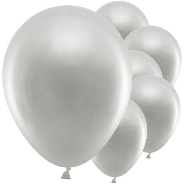 Silver Metallic Balloons - 12" Latex (10pk)