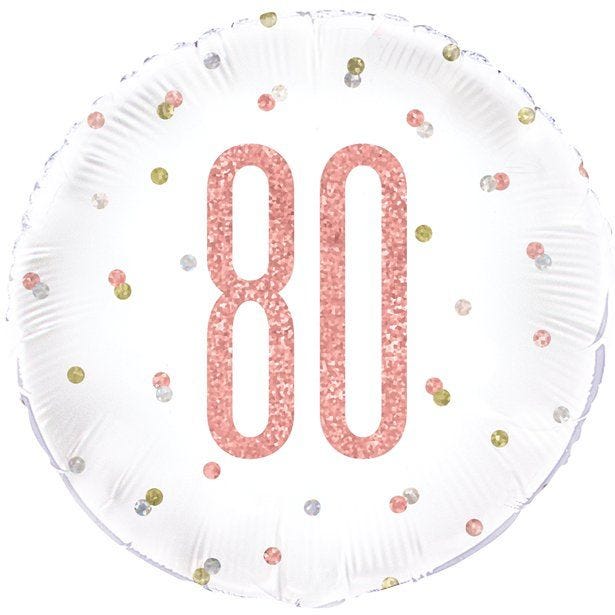 Rose Gold Glitz Number 80th Birthday Balloon - 18" Foil