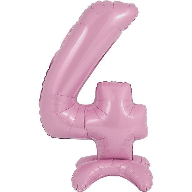 Number 4 Standing Pastel Pink Balloon - 25" Foil