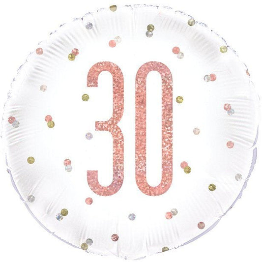 Rose Gold Glitz Number 30th Birthday Balloon - 18" Foil