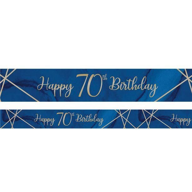 Navy & Gold Geode 'Happy 70th Birthday' Foil Banner - 2.74m