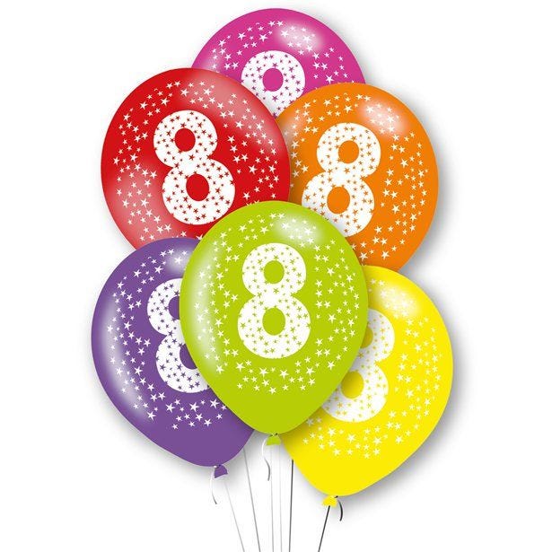 Age 8 Latex Balloons - 11" (6pk)