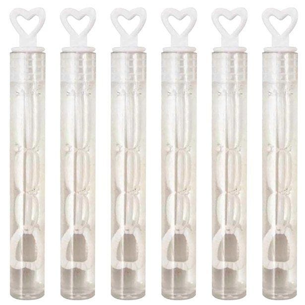 White Heart Tube Bubbles (12pk)