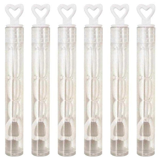 White Heart Tube Bubbles (12pk)