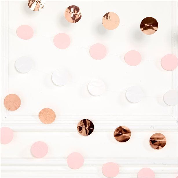 Rose Gold Blush Dot Garlands - 2.1m (6pk)