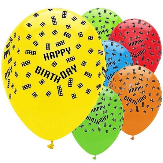 Block Party 'Happy Birthday' Latex Balloons - 12'' (6pk)