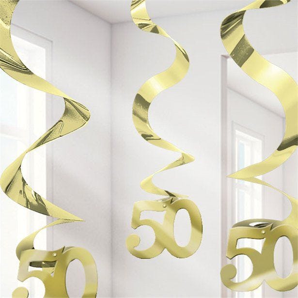 50th Gold Foil Hanging Swirls - 61cm (5pk)