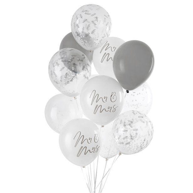 Mr & Mrs Balloon Bundle - 12" Latex (12pk)