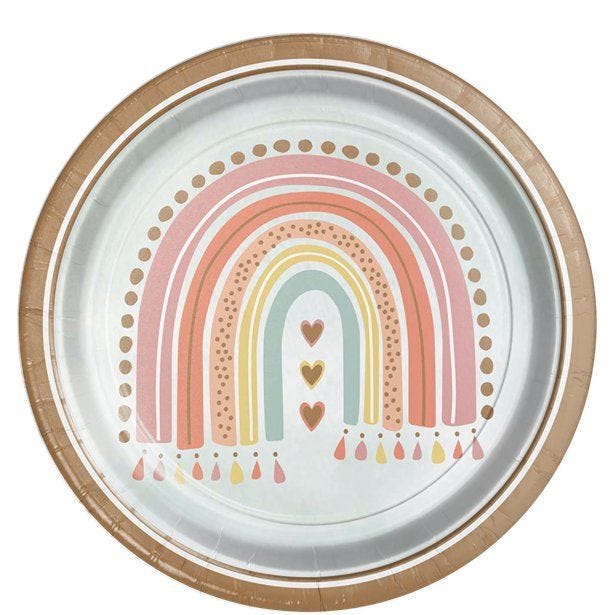 Boho Rainbow Paper Plates - 23cm (8pk)