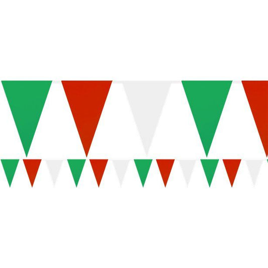 Red, White & Green Plastic Bunting Ã¢â‚¬â€œ 9m