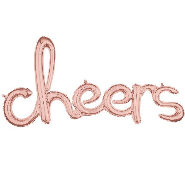 Cheers Rose Gold Script Phrase Balloon - 40" Foil