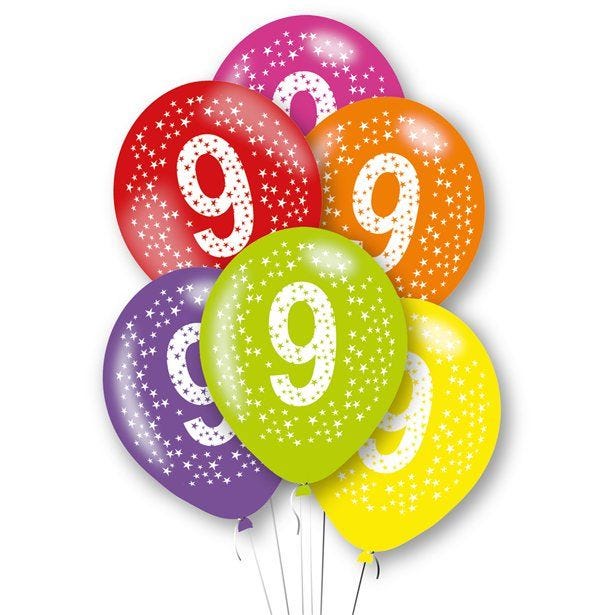 Age 9 Latex Balloons - 11" (6pk)