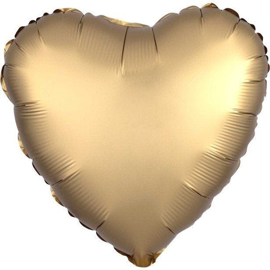 Gold Sateen Satin Luxe Heart Foil Balloon - 18" Unpackaged