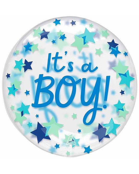 It's a Boy Stars Clearz Balloon - 18"