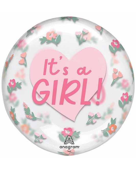 It's a Girl Floral Clearz Balloon - 18"