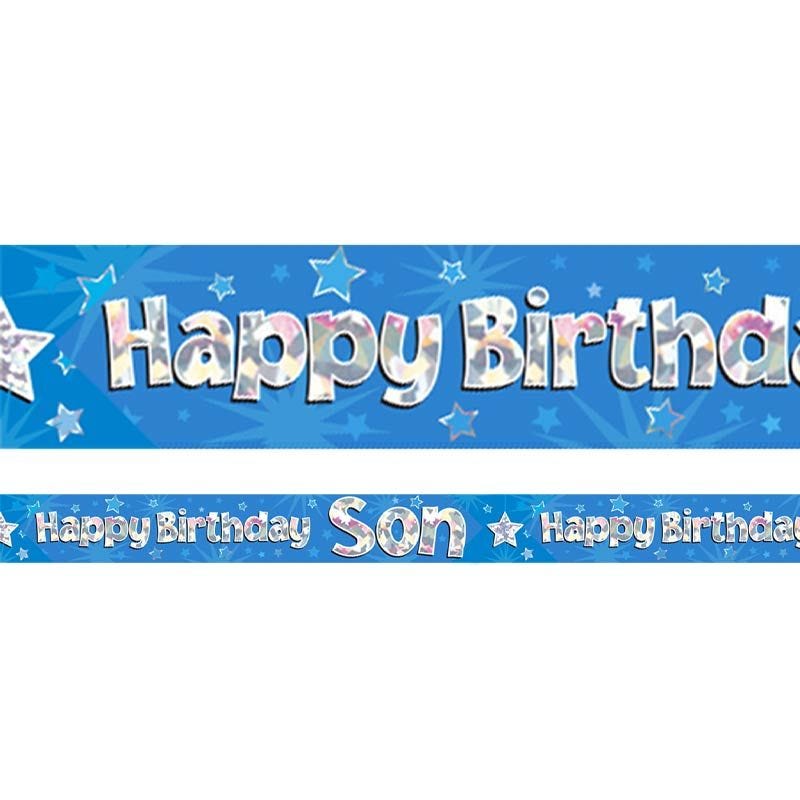 Happy Birthday Son Blue Foil Banner - 2.7m