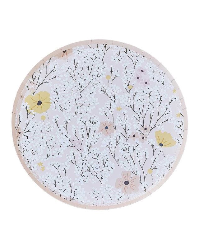 Birthday Bloom Floral Paper Plates - 24.5cm