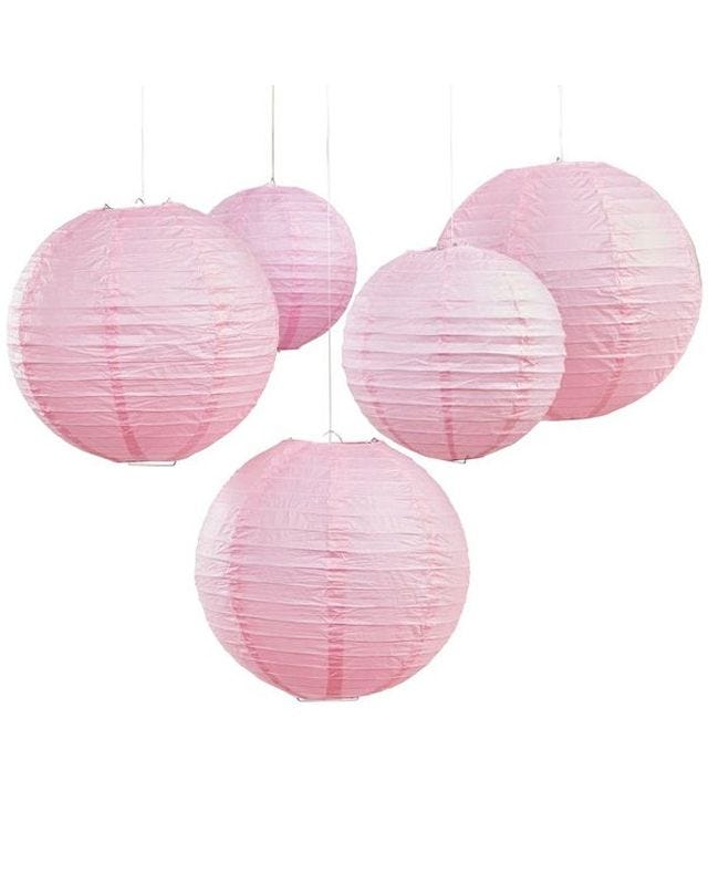 Boho Wedding Baby Pink Paper Lanterns - 30cm & 20.5cm