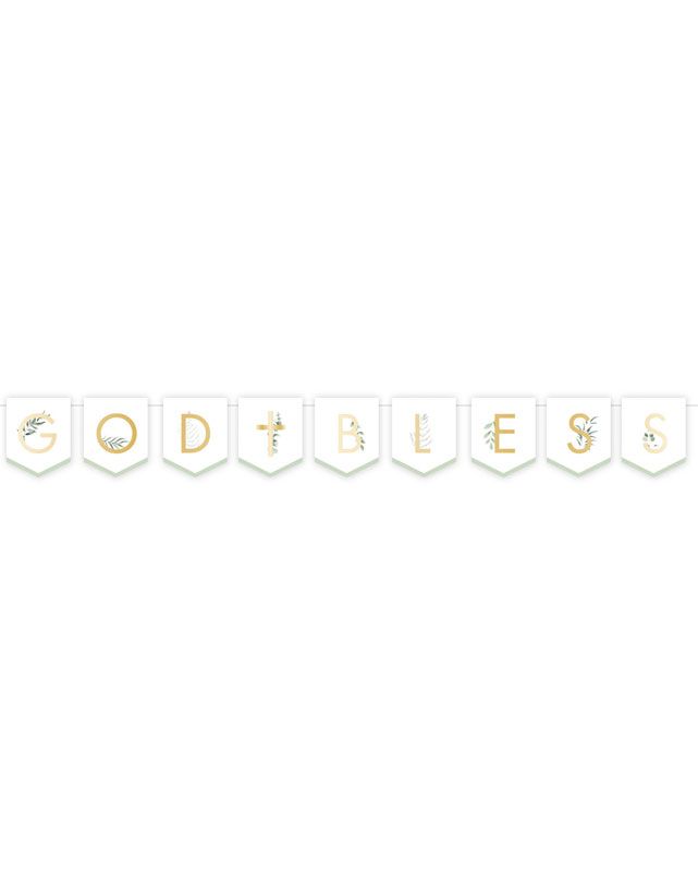 Botanical Celebration 'God Bless' Paper Banner - 1.6m