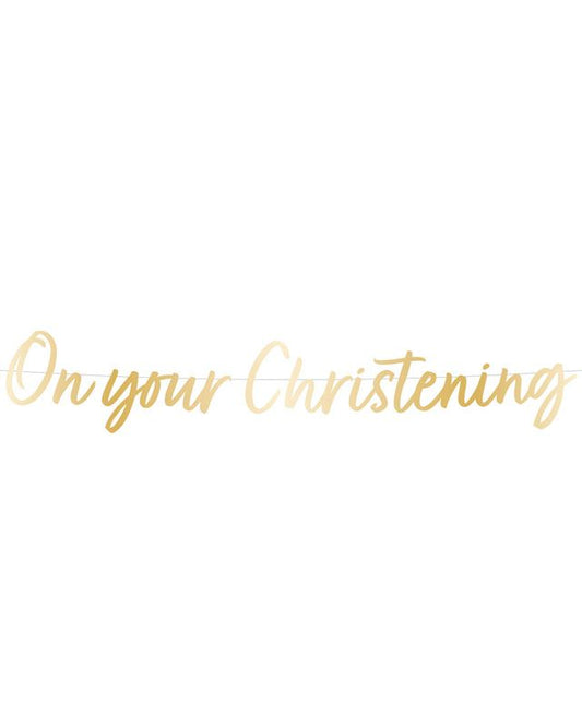 Botanical Celebration 'On your Christening' Paper Banner - 1.6m