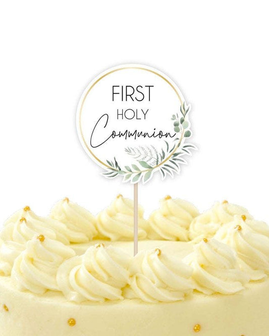 Botanical Celebration Communion Card Cake Topper