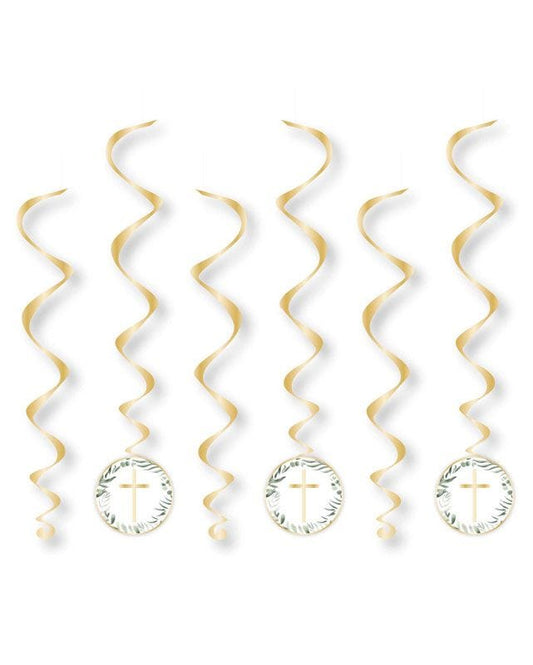 Botanical Celebration Cross Hanging Swirl Decorations (6pk)