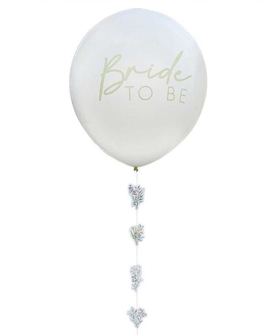 Bridal Bloom 'Bride To Be' Balloon with Floral Tail - 18" Latex