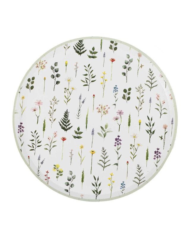 Bridal Bloom Floral Paper Plates - 24cm