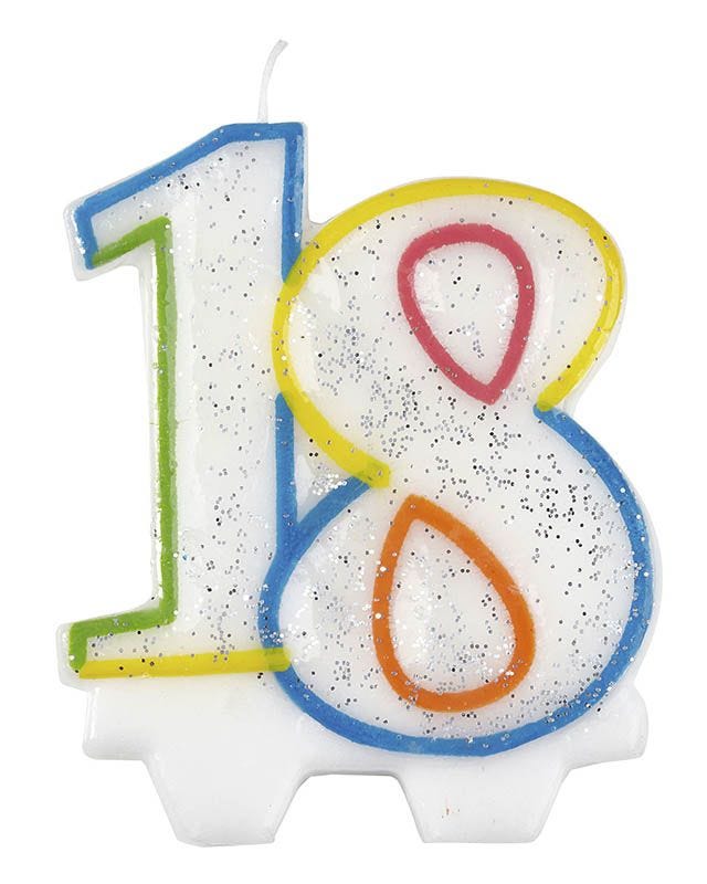 18th Birthday Multicolour Candle - 7.5cm