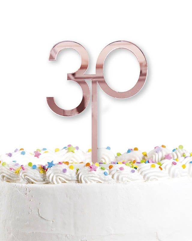 30th Rose Gold Acrylic Cake Topper - 10cmx15cm