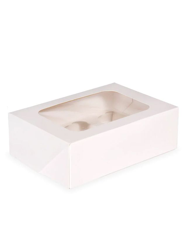 White Cup Box for 6 Cupcakes