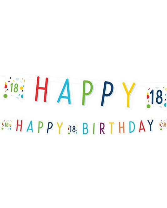 Confetti Birthday Age 18 Letter Banner - 1.8m