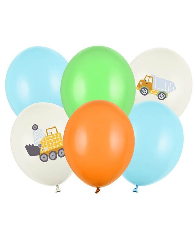 Construction Vehicles Balloons - 12" Latex (6pk)