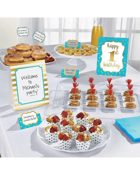 1st Bday Blue Buffet Decorating Kit (12pcs)