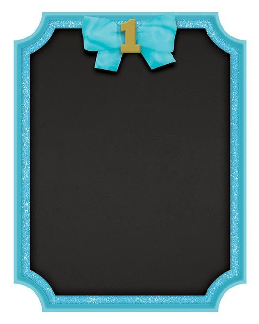 1st Bday Blue Chalkboard Easel Sign - 22cm x 17cm