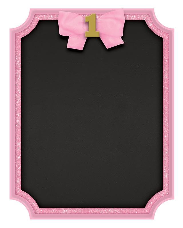 1st Bday Pink Chalkboard Easel Sign - 22cm x 17cm