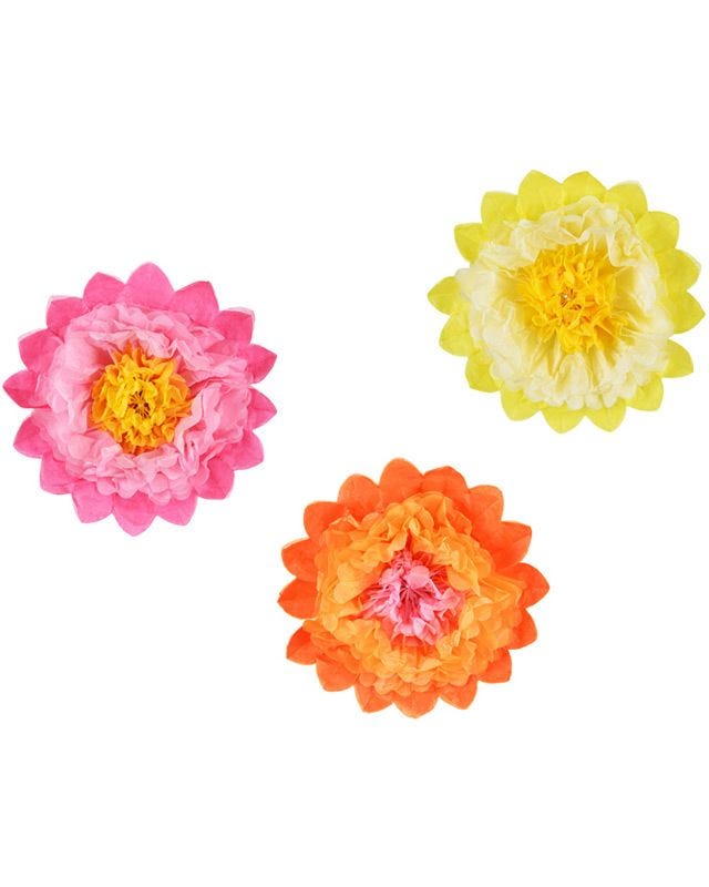 Tissue Paper Flower Decorations - 35cm (3pk)