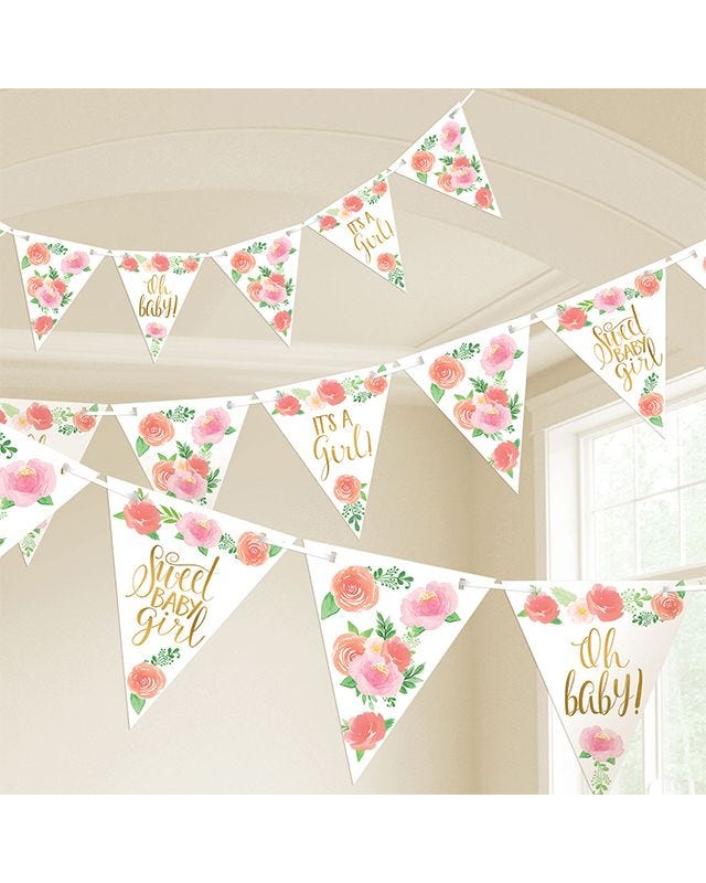 Floral Baby Paper Bunting - 4.6m